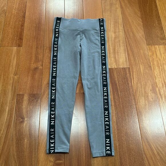 Nike Women's Sportswear Air Logo Taped 7/8 HR Leggings Grey size S - Picture 2 of 9